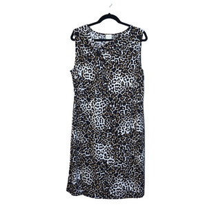 CHICO'S‎ Women's Size XL Leopard Print Twisted Neckline Sleeveless Shift Dress